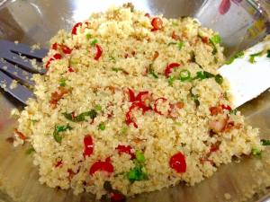 stir fry quinoa bacon mint tomatoes onion green